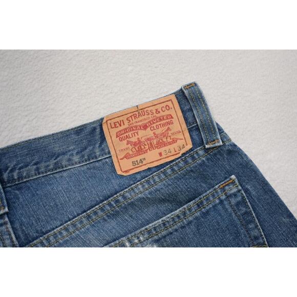 Levi's 514 Slim Straight Fit Rugged Denim Blue Jeans Mens Size 34 x 34 - Picture 1 of 9